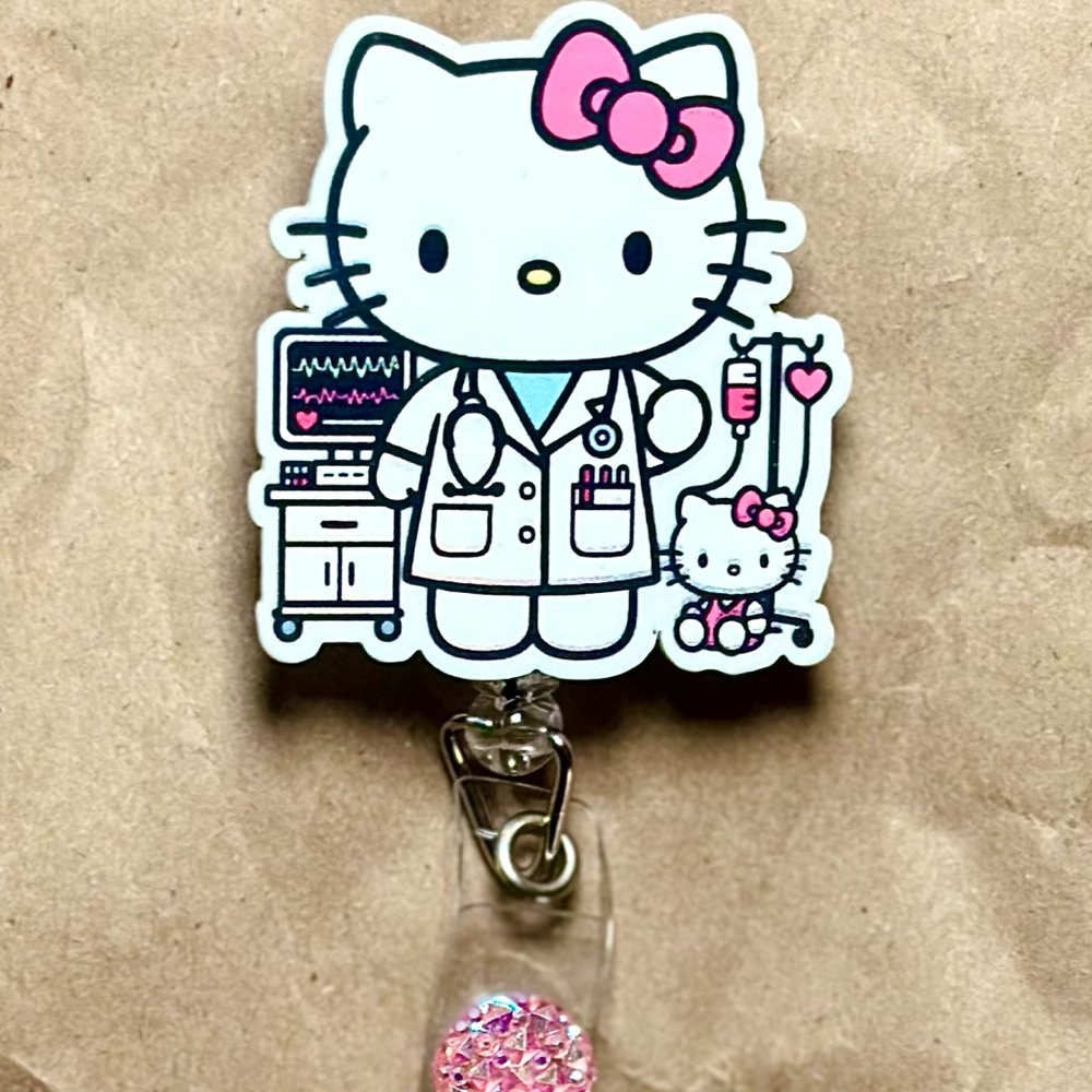Hello Kitty Pink and White Badge Holder